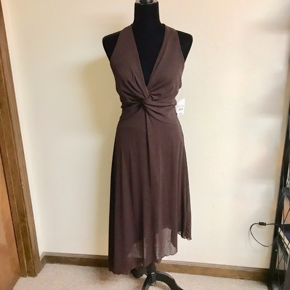 NWT, Bisou Bisou Halter Top Dress, Brown Sz 12